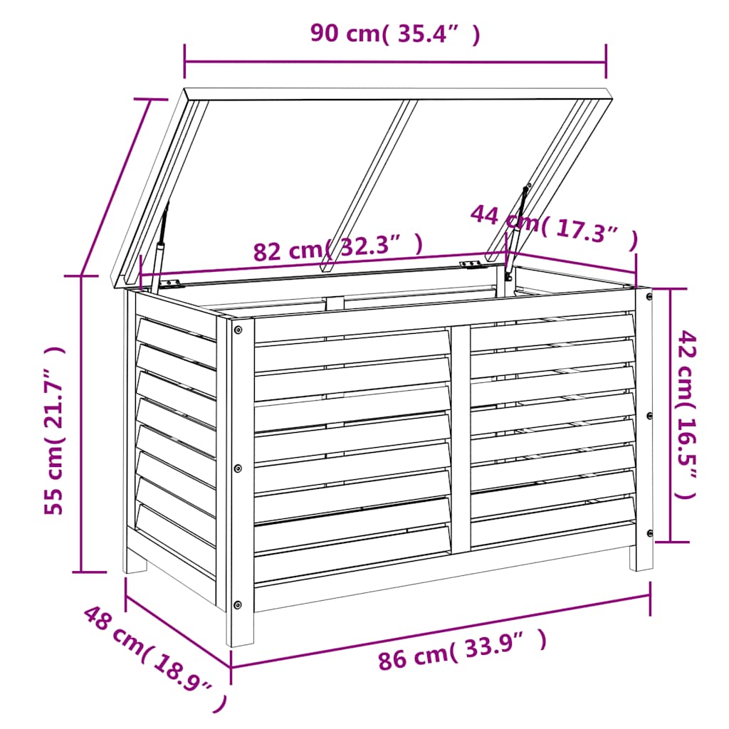 Contenitore da Giardino 90x48x55 cm Legno Massello di Eucalipto - homemem39