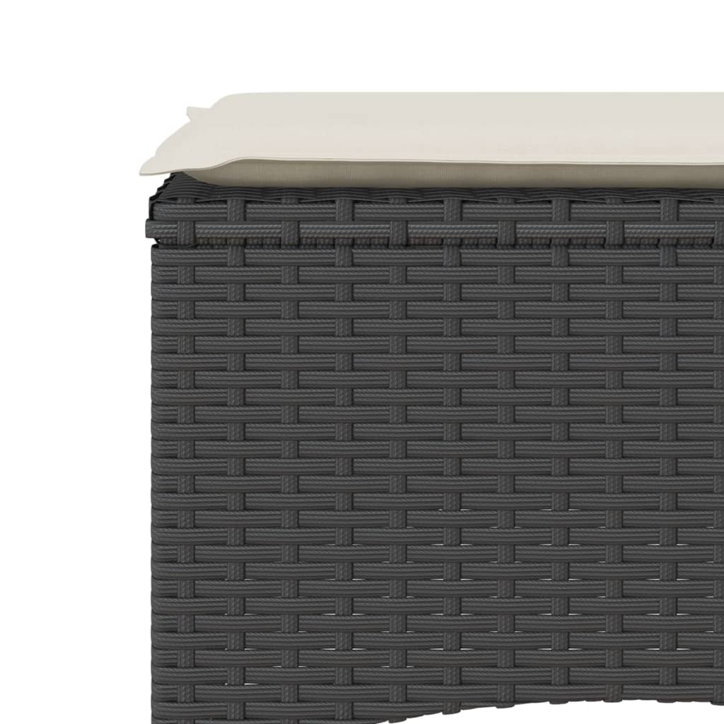 Divano Giardino 2 Posti con Tavolo e Sgabelli Nero Polyrattan | homemem39