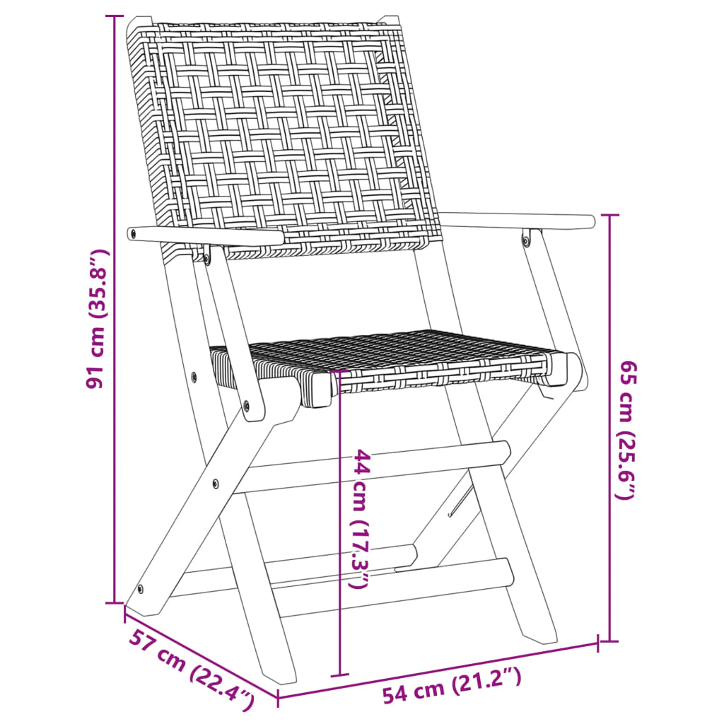 Sedie da Giardino 2 pz Beige Legno Massello Acacia e Polyrattan | homemem39