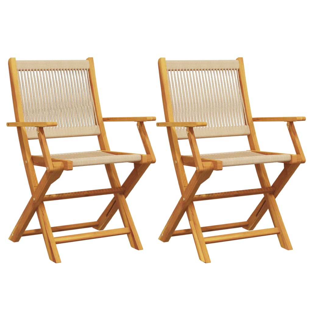 Sedie Giardino 2 pz Beige Legno Massello Acacia e Polipropilene - homemem39
