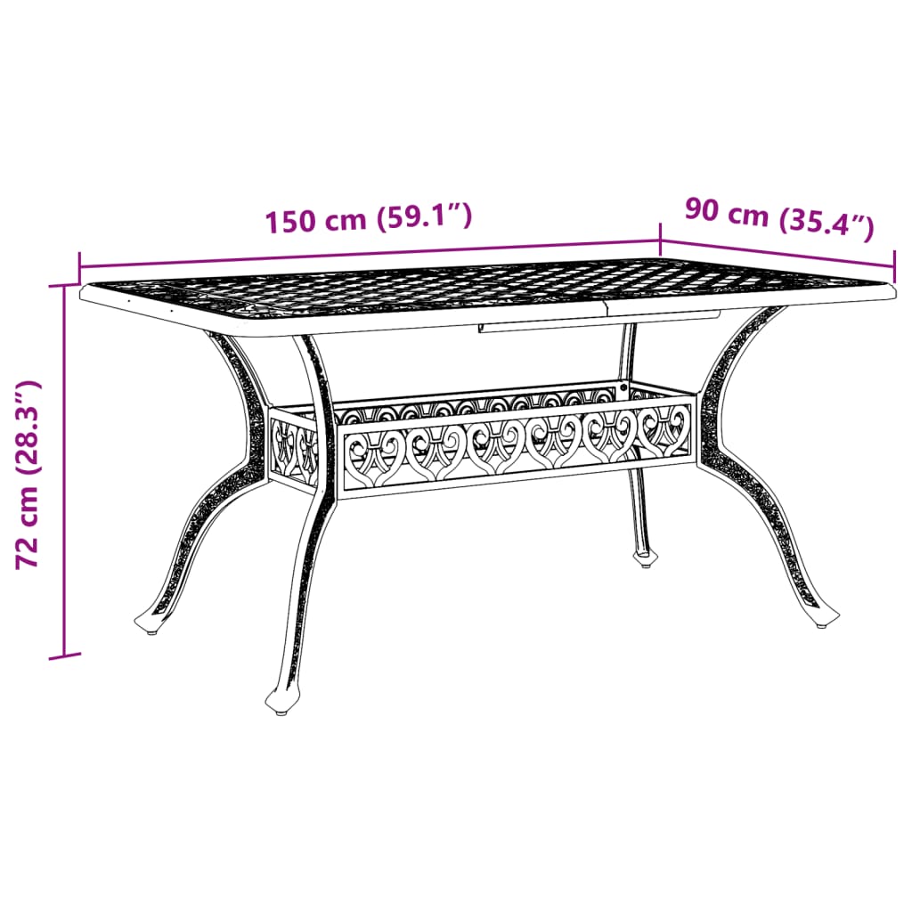 Tavolo da Giardino Bianco 150x90x72 cm in Alluminio Pressofuso | homemem39