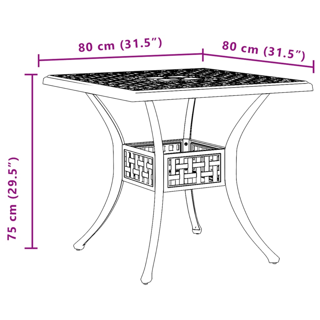 Tavolo da Giardino Bronzo 80x80x75 cm in Alluminio Pressofuso | homemem39