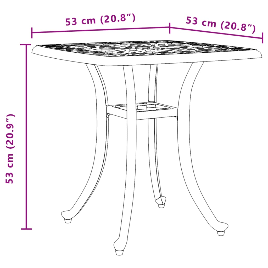 Tavolo da Giardino Verde 53x53x53 cm in Alluminio Pressofuso | homemem39