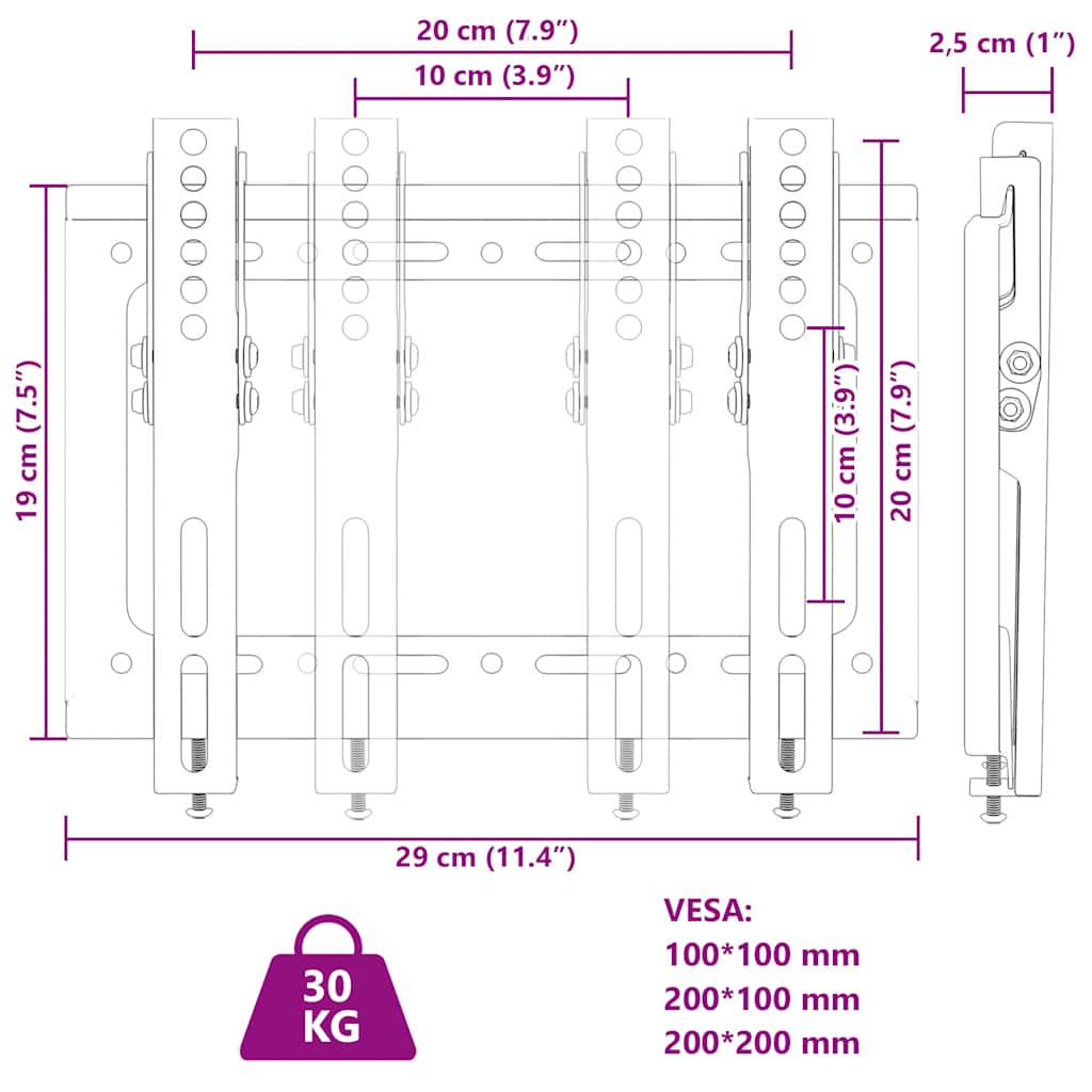 Supporto TV a Muro per Schermo 14-42" Max VESA 200x200 mm 30kg - homemem39
