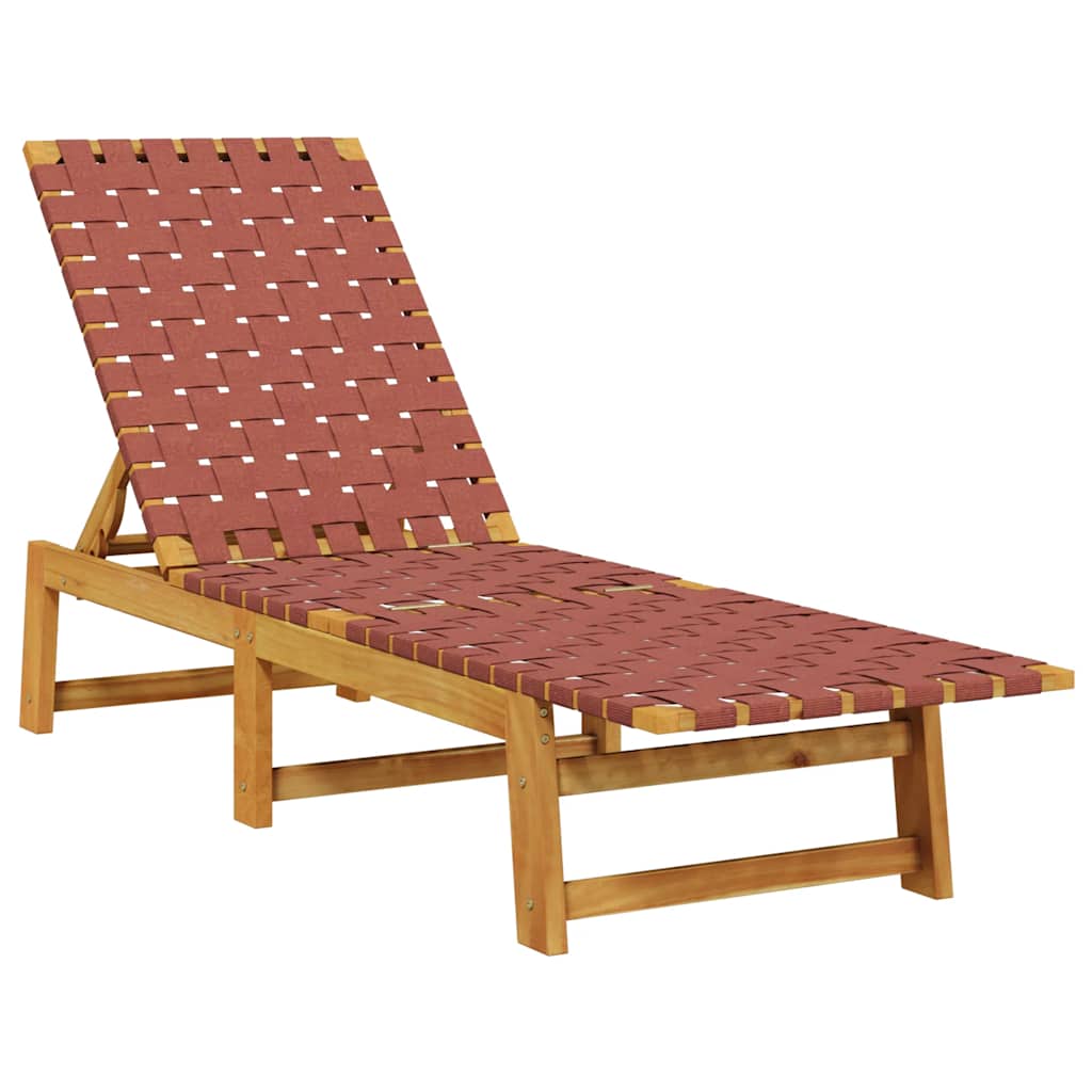 Lettino Prendisole Rosso in Legno Massello di Acacia e Tessuto - homemem39