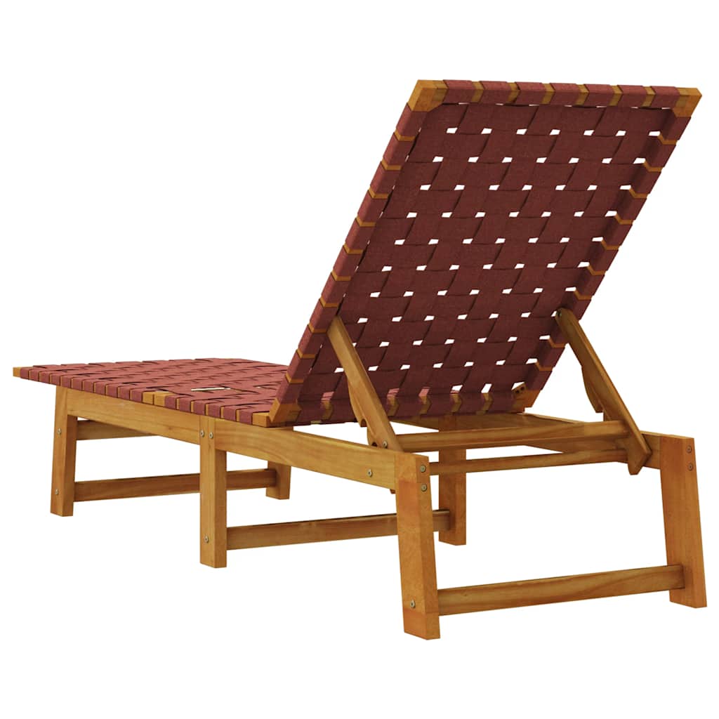 Lettino Prendisole Rosso in Legno Massello di Acacia e Tessuto - homemem39