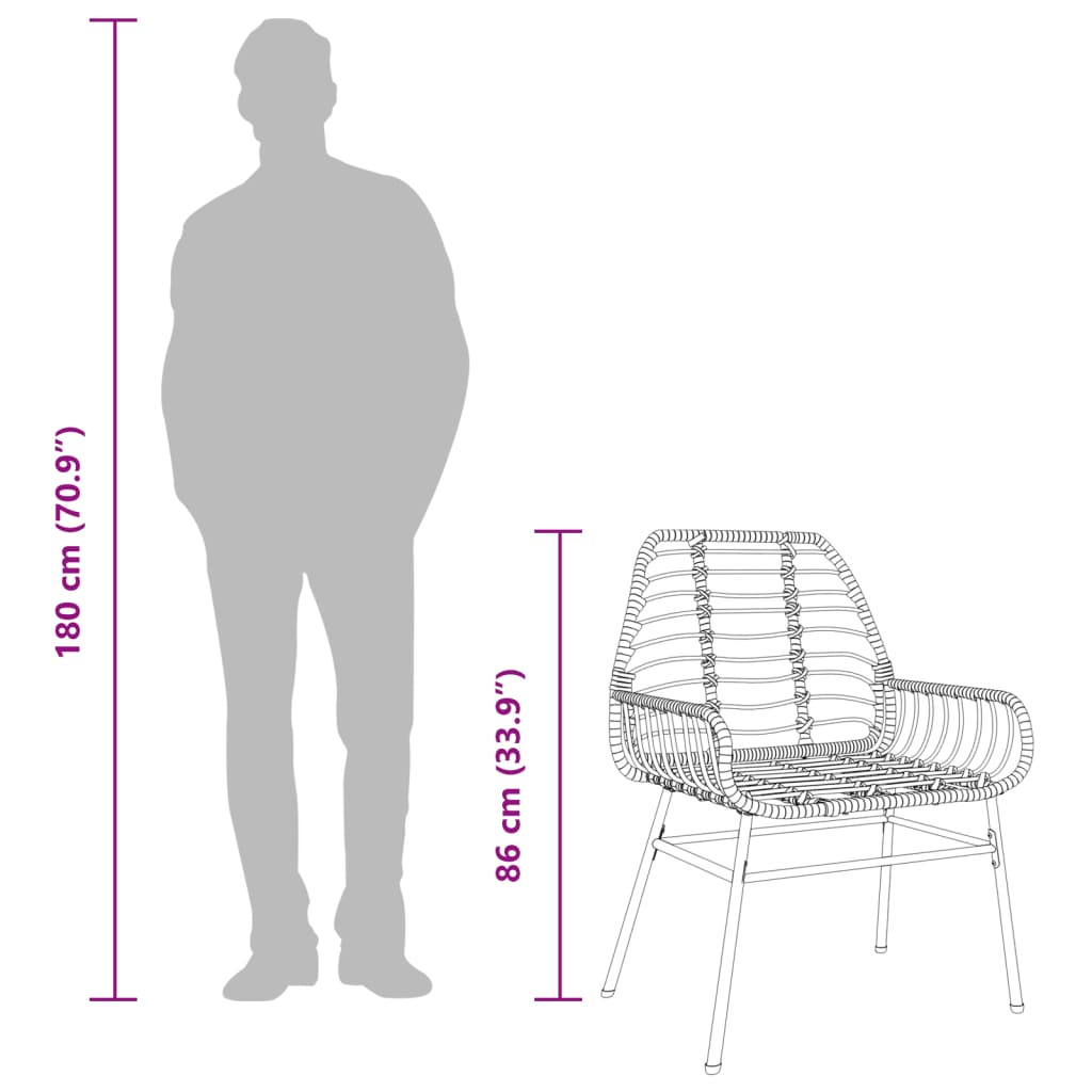 Sedie da Giardino 2 pz Marroni in Polyrattan | homemem39