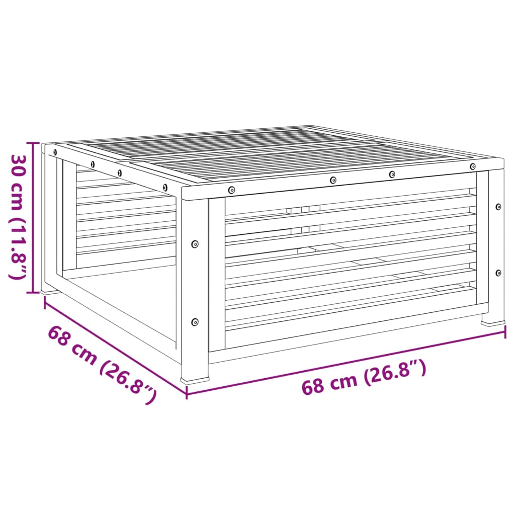 Tavolo da Giardino 68x68x30 cm in Legno Massello di Acacia | homemem39