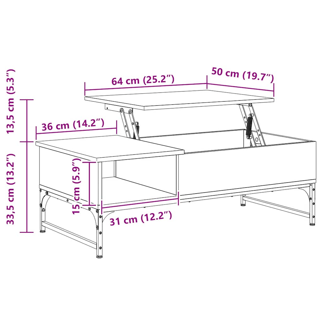 Tavolino Salotto Nero 100x50x35 cm Legno Multistrato e Metallo