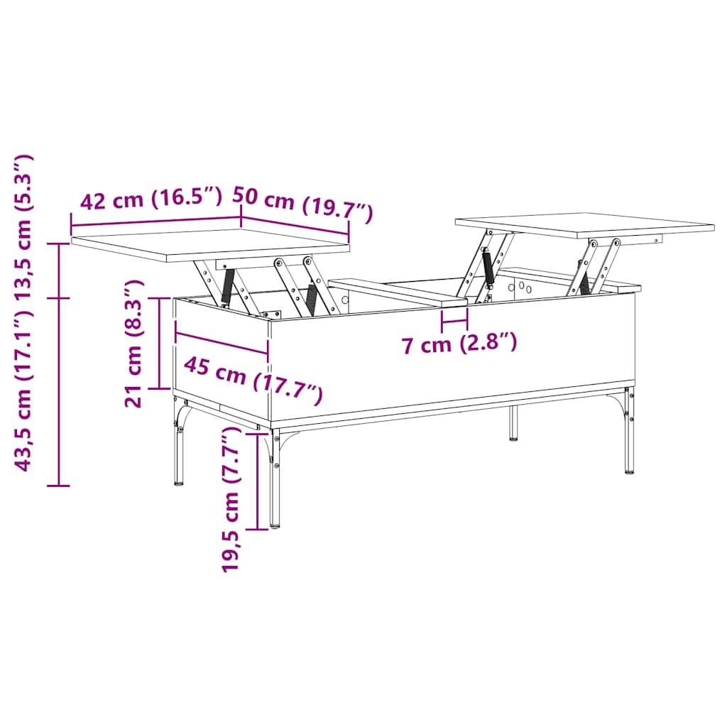 Tavolino Salotto Nero 100x50x45 cm Legno Multistrato e Metallo | homemem39