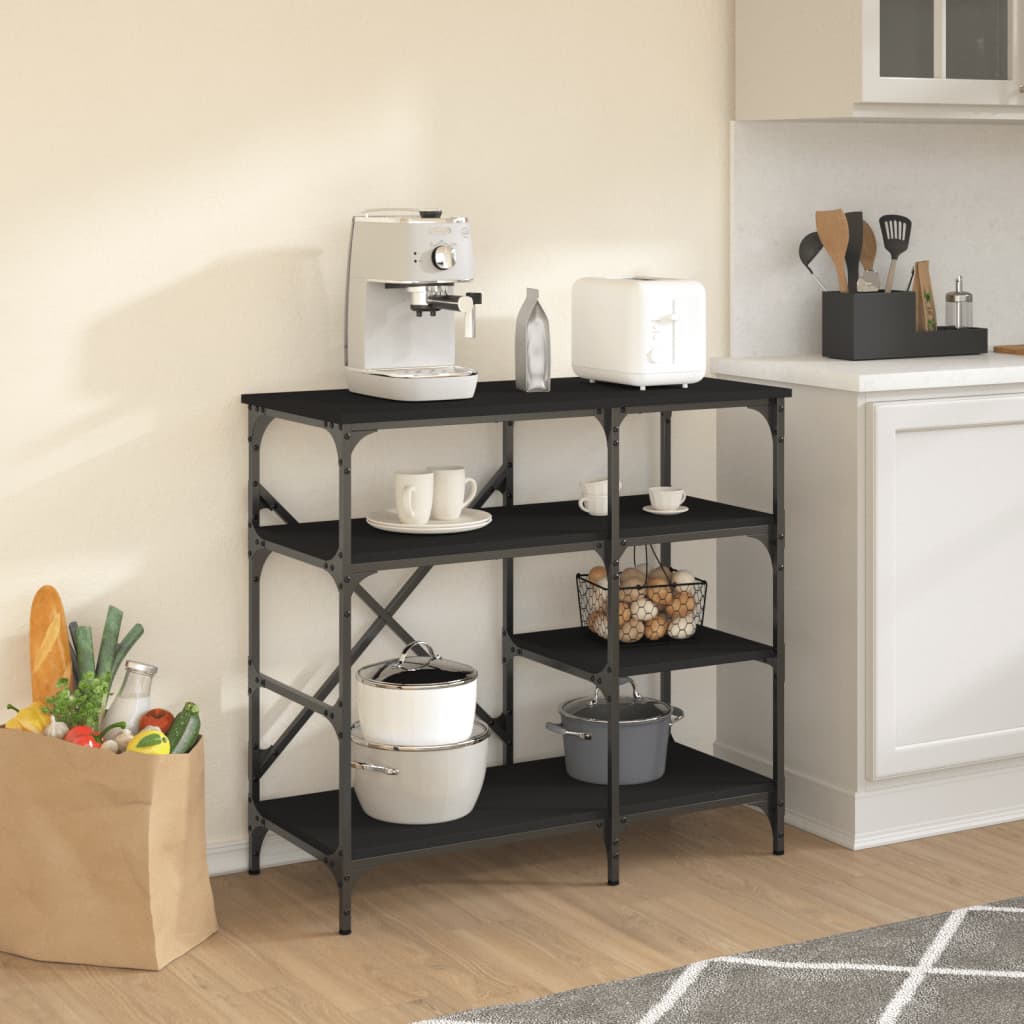 Mobile da Cucina Nero 90x40x84 cm Legno Multistrato e Metallo - homemem39