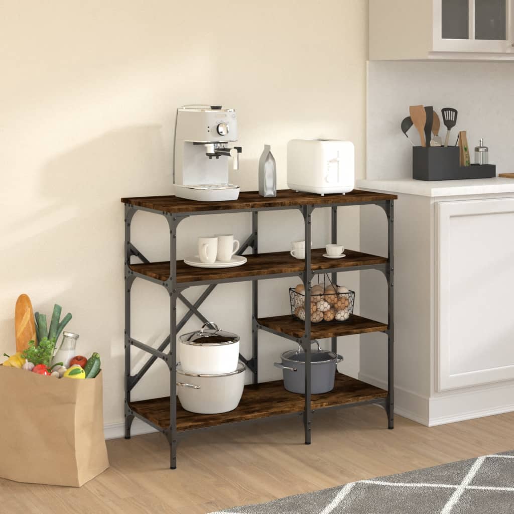 Mobile da Cucina Rovere Fumo 90x40x84 cm Multistrato e Metallo - homemem39