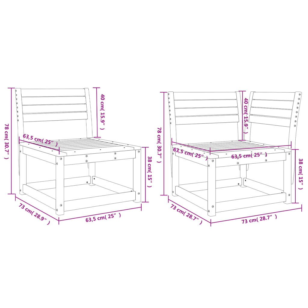 Set Divani da Giardino 6 pz Marrone Cera Legno Massello Pino | homemem39