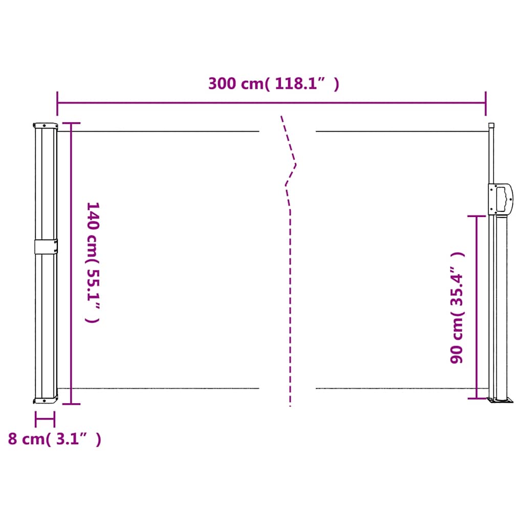 Tenda da Sole Laterale Retrattile Marrone 140x300 cm | homemem39