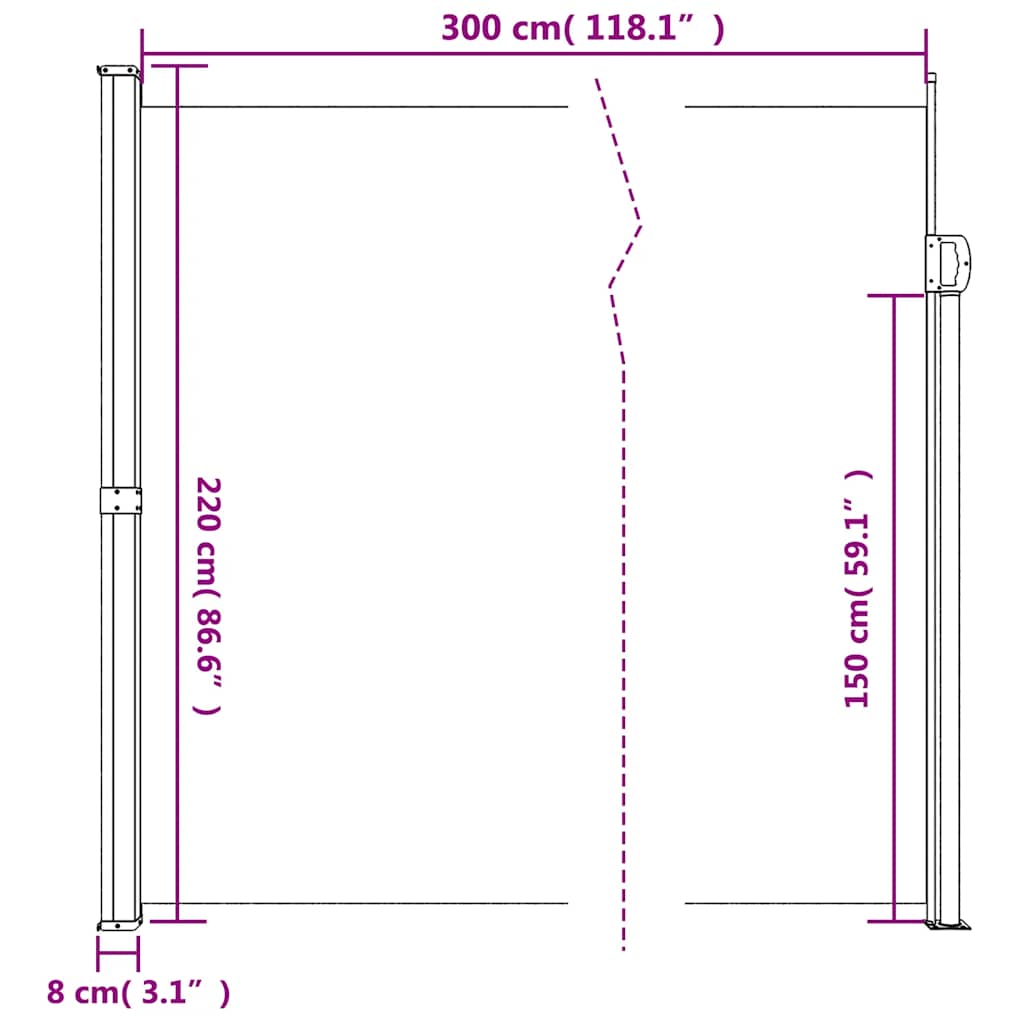 Tenda da Sole Laterale Retrattile Tortora 220x300 cm | homemem39