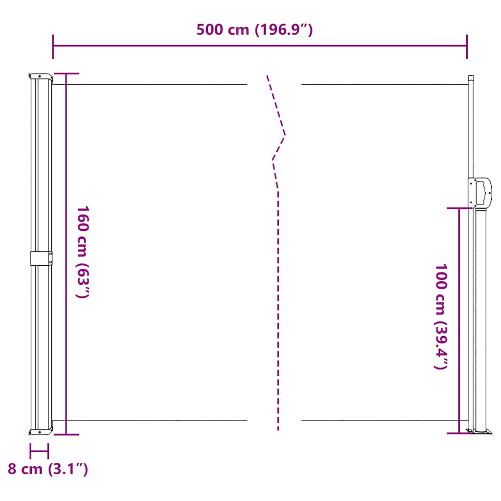 Tenda da Sole Laterale Retrattile Antracite 160x500 cm | homemem39