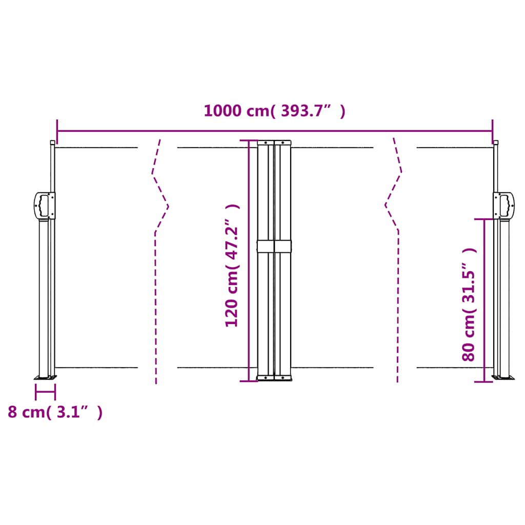 Tenda da Sole Laterale Retrattile Antracite 120x1000 cm | homemem39