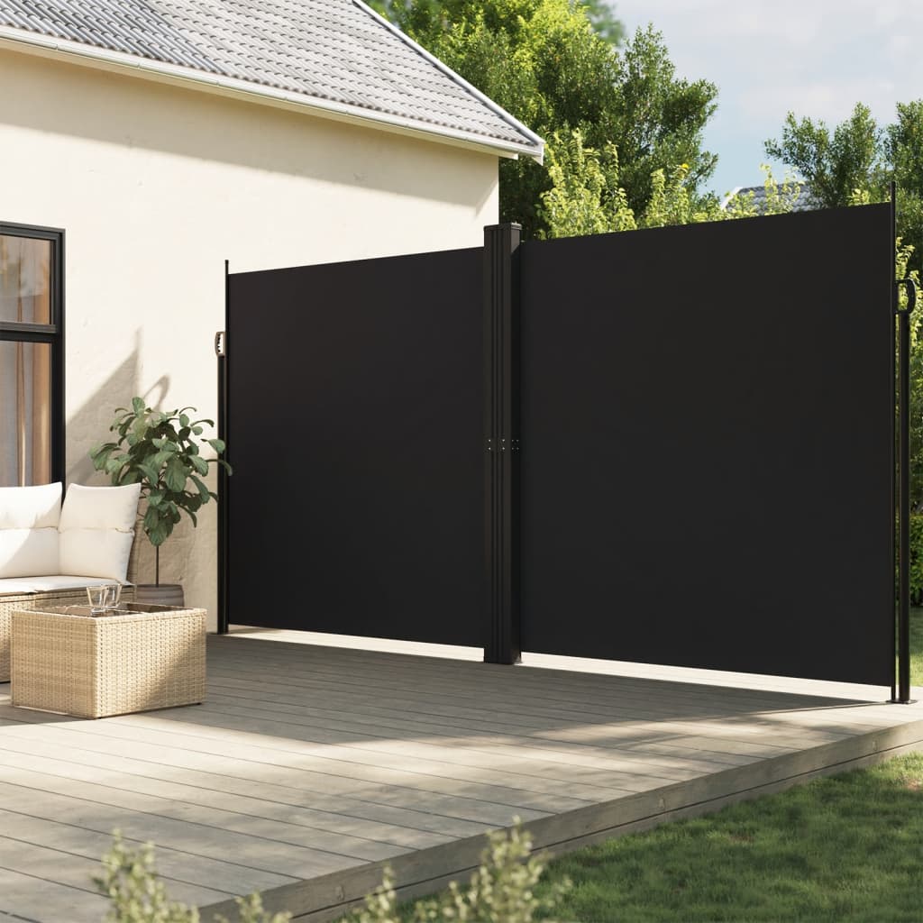Tenda da Sole Laterale Retrattile Nera 200x1200 cm - homemem39