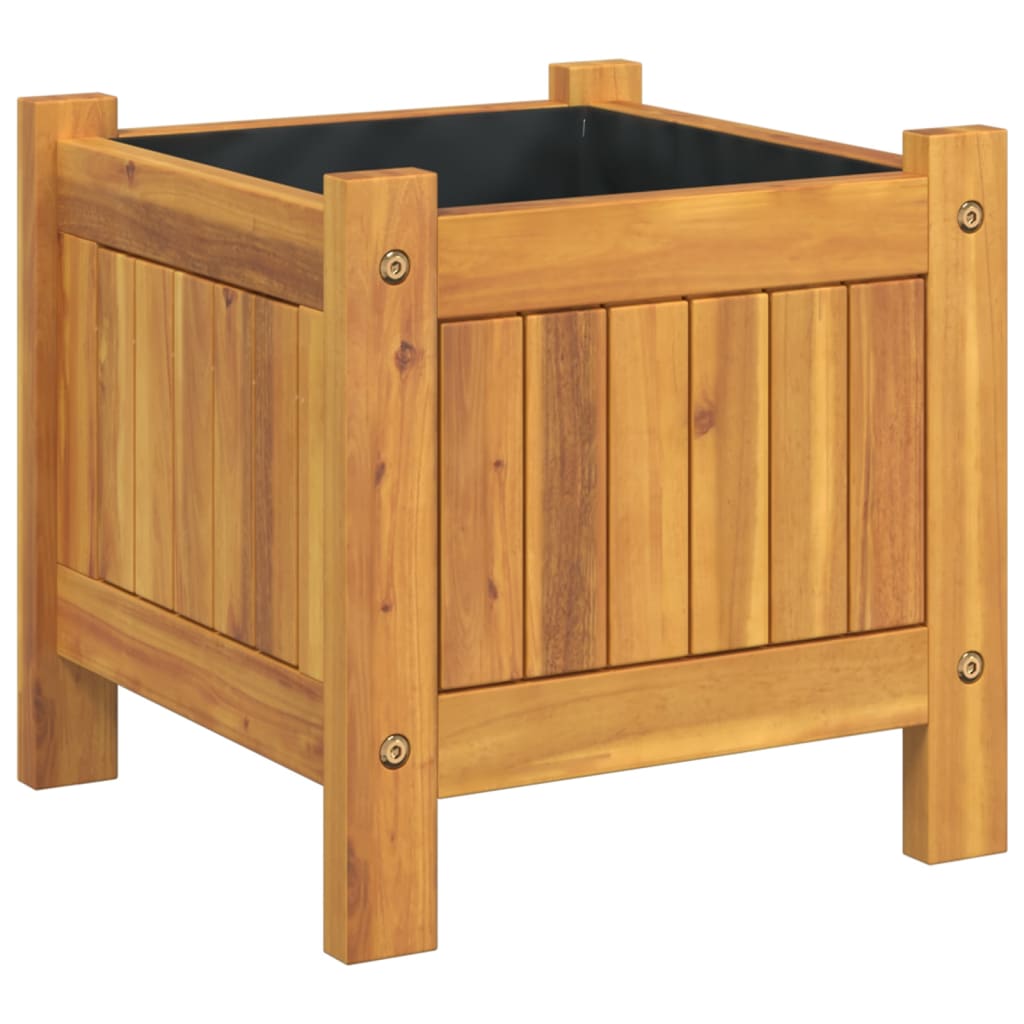 Fioriera Giardino con Rivestimento 31x31x30 cm Massello Acacia - homemem39