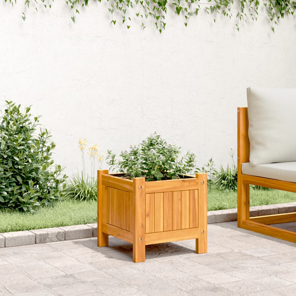 Fioriera Giardino con Rivestimento 31x31x30 cm Massello Acacia - homemem39
