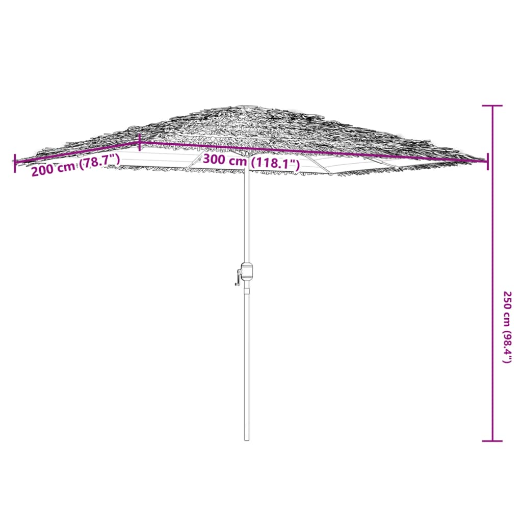 Ombrellone Giardino con Palo in Acciaio Marrone 300x200x250 cm | homemem39