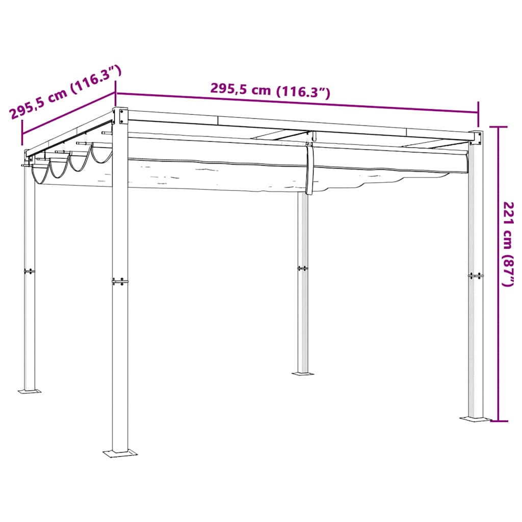 Gazebo da Giardino con Tetto Retrattile Crema 3x3m in Acciaio | homemem39