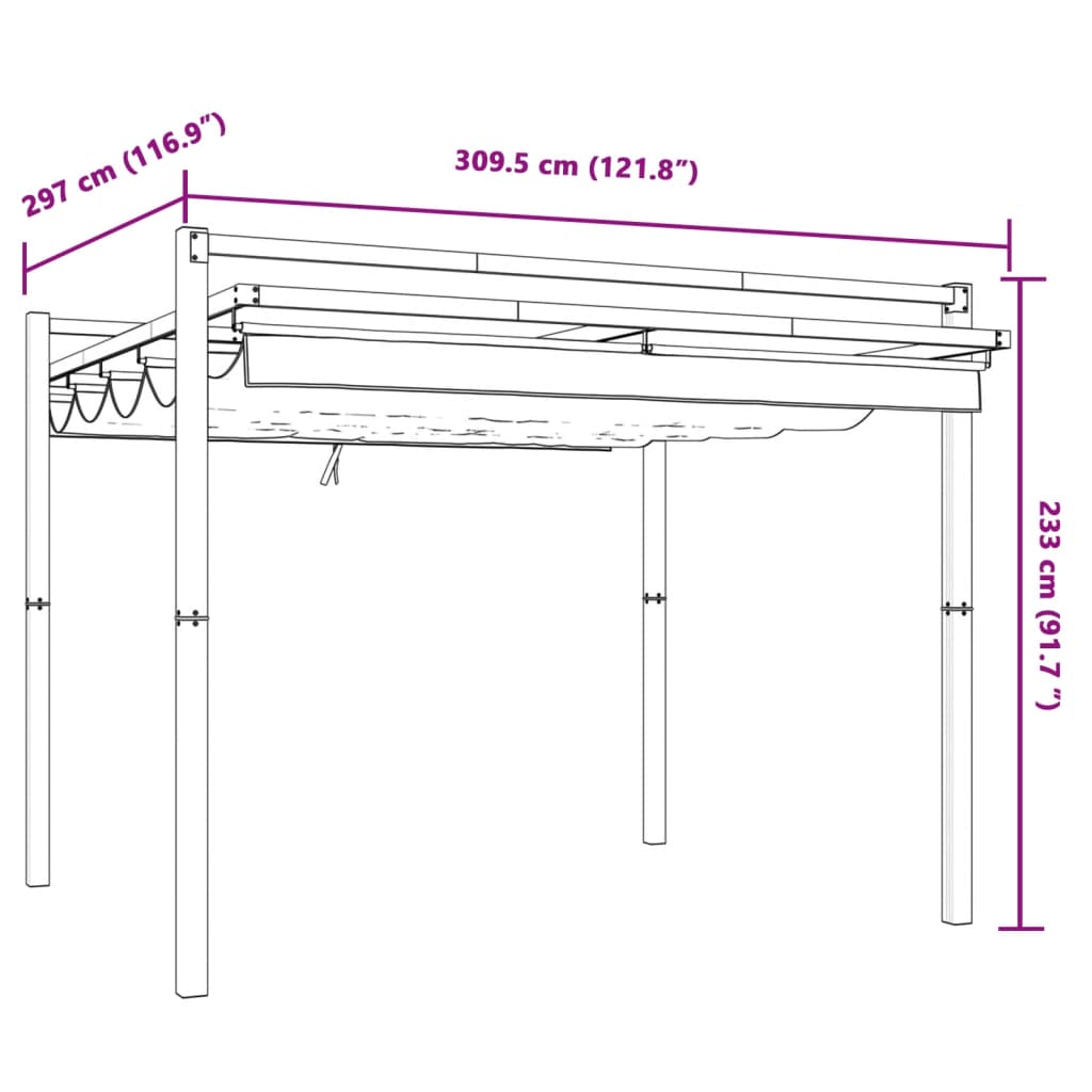 Gazebo da Giardino con Tetto Retrattile Crema 3x3m in Alluminio | homemem39