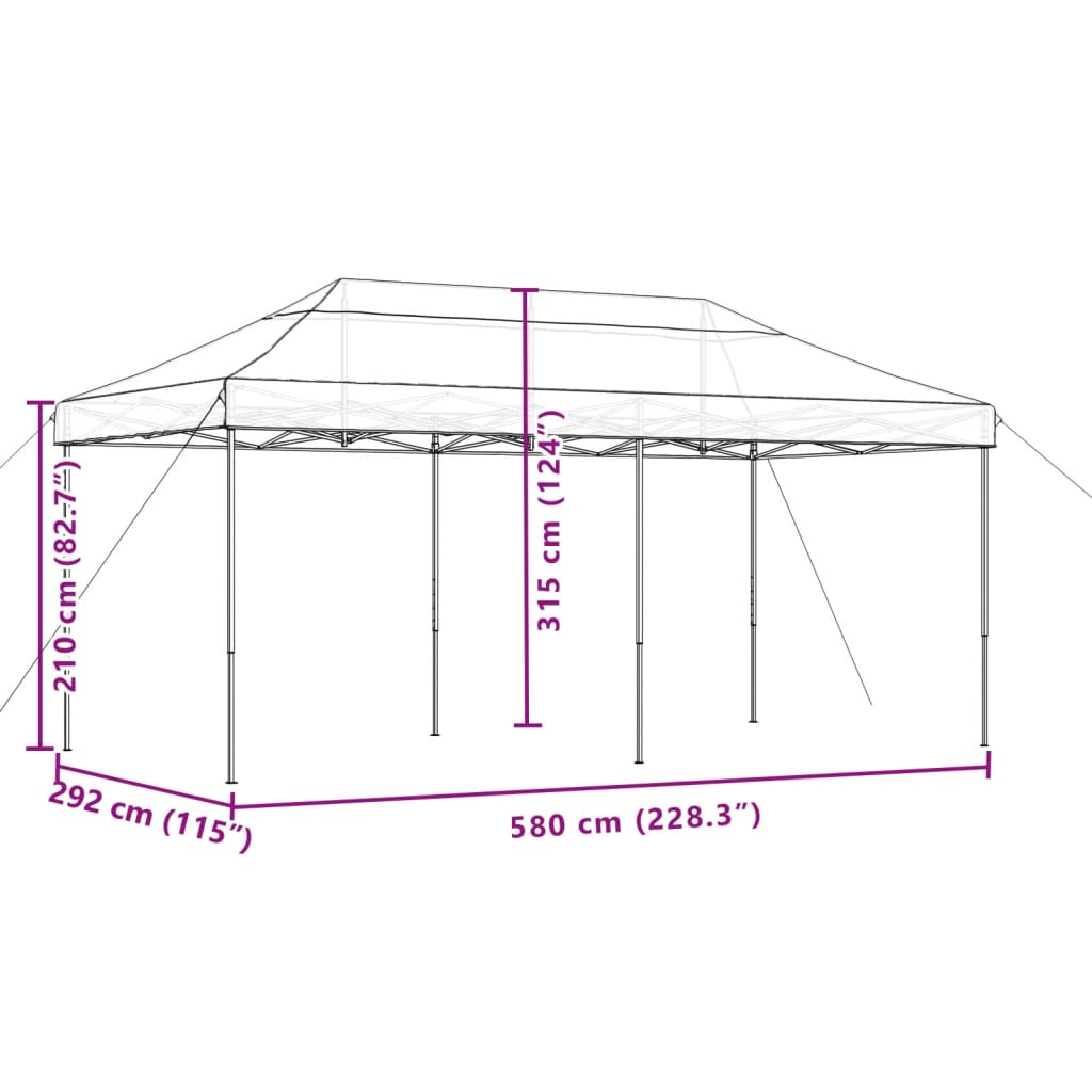 Tenda da Festa Pieghevole Pop-Up Nero 580x292x315 cm - homemem39