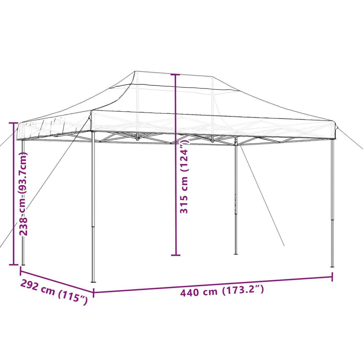 Tenda da Festa Pieghevole Pop-Up Terracotta 440x292x315 cm
