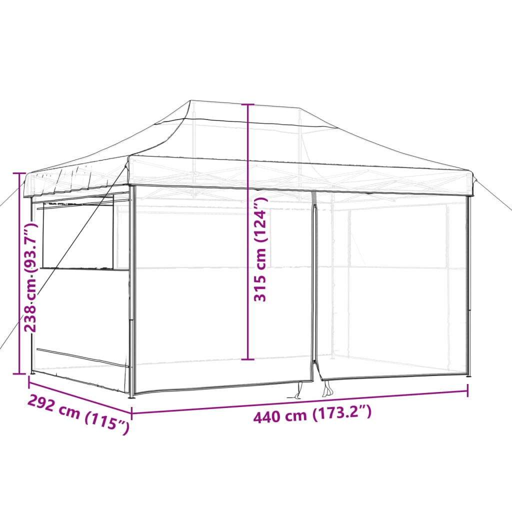 Tendone per Feste Pieghevole Pop-Up con 4 Pareti Marrone | homemem39