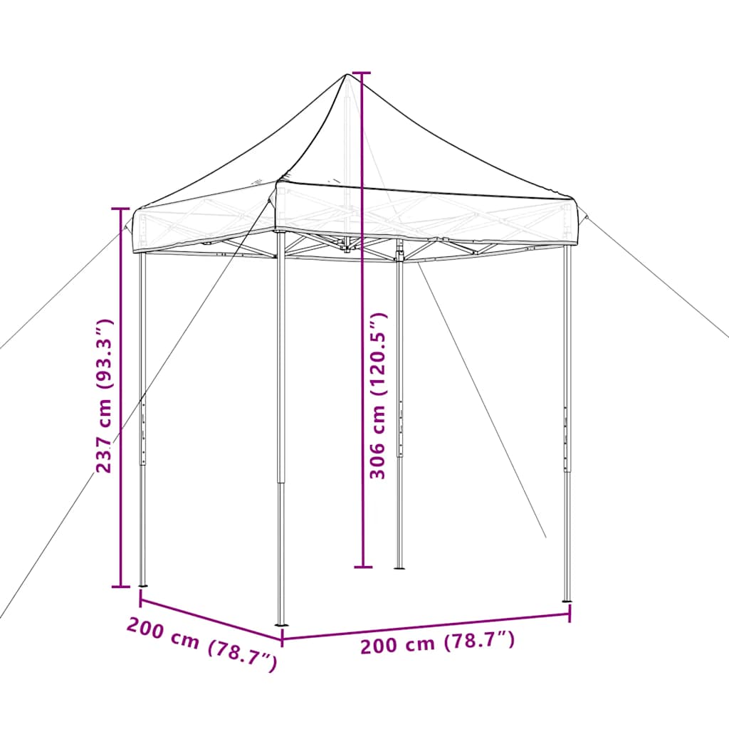 Tenda da Festa Pieghevole Pop-Up Nero 200x200x306 cm | homemem39