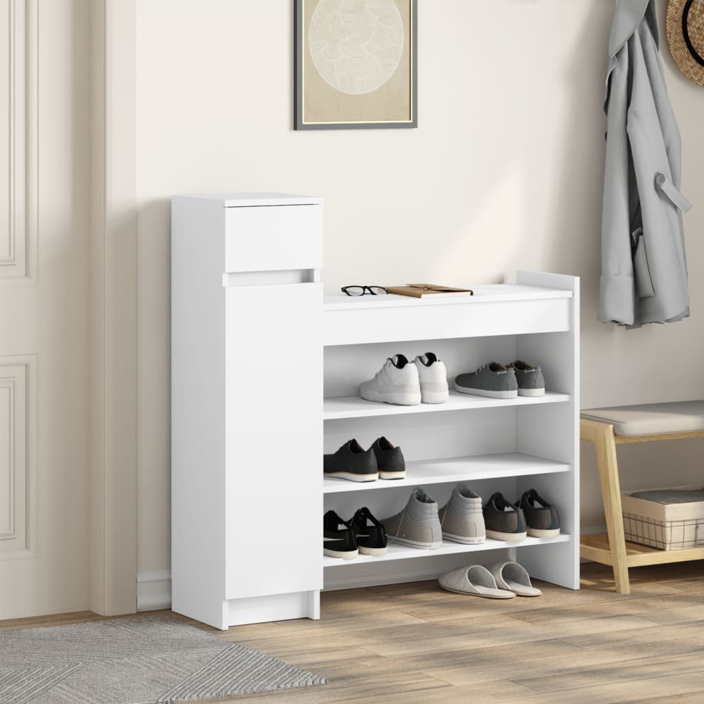 Scarpiera Bianca 100,5x28x100 cm in Legno Multistrato - homemem39