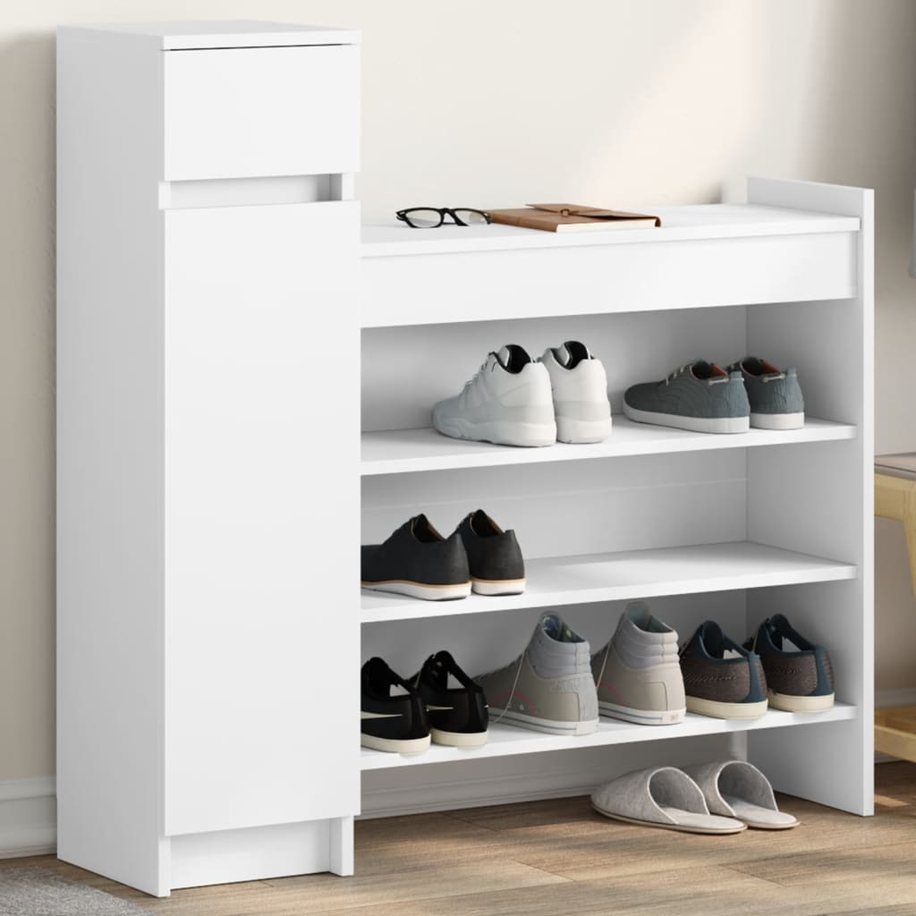 Scarpiera Bianca 100,5x28x100 cm in Legno Multistrato - homemem39