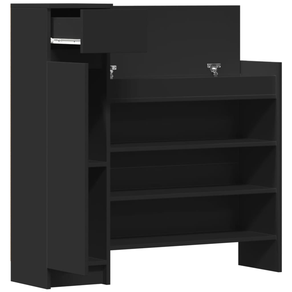 Scarpiera Nera 100,5x28x100 cm in Legno Multistrato - homemem39