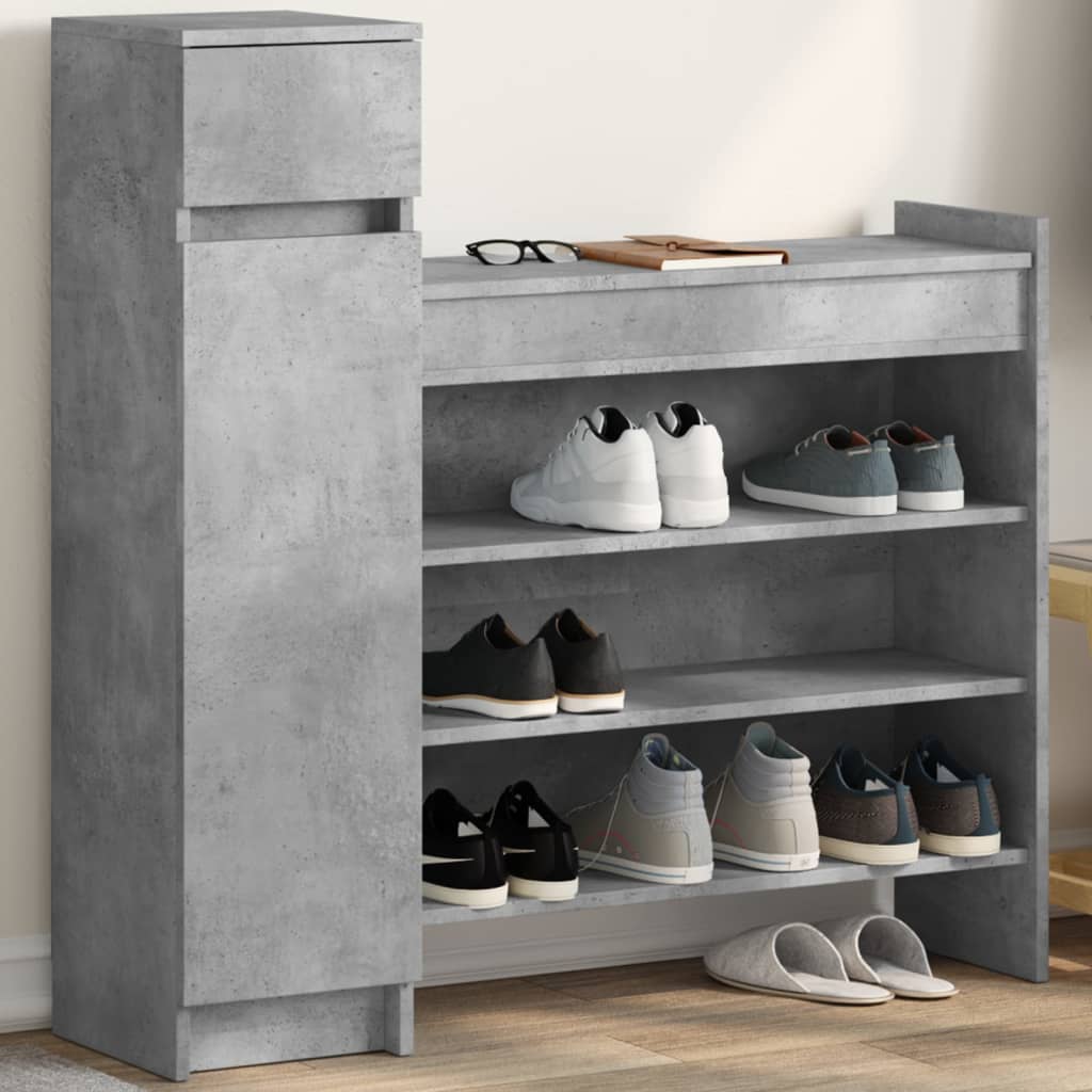 Scarpiera Grigio Cemento 100,5x28x100 cm in Legno Multistrato - homemem39