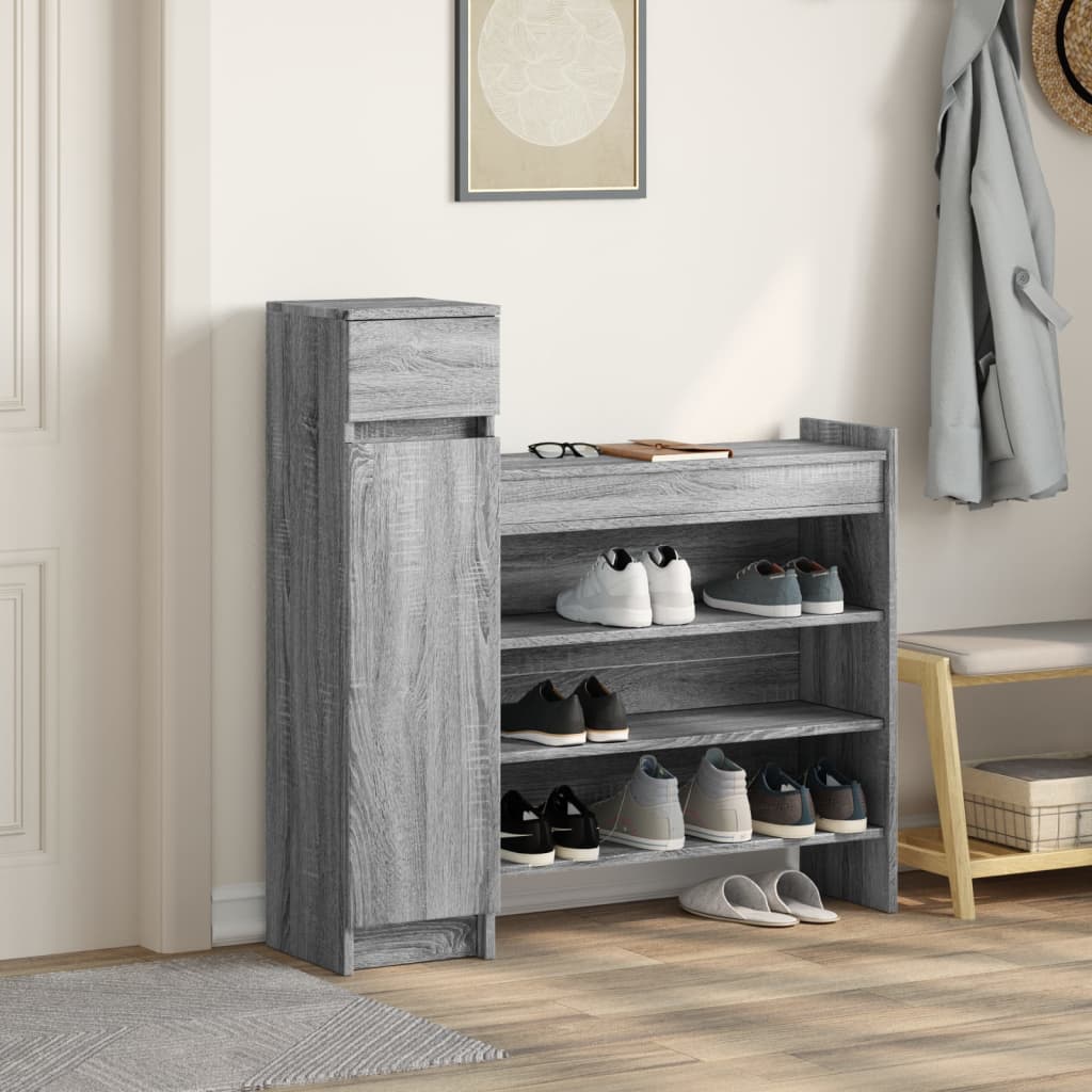 Scarpiera Grigio Sonoma 100,5x28x100 cm in Legno Multistrato - homemem39