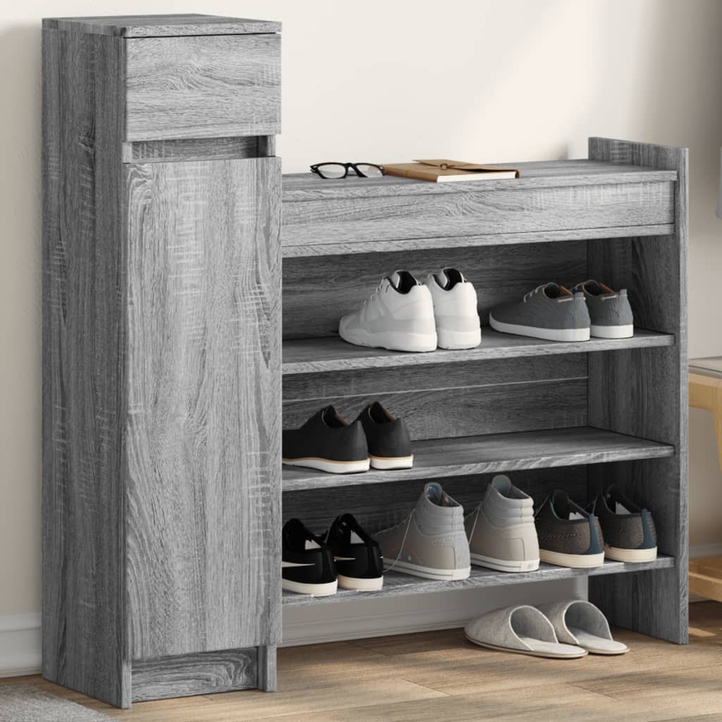Scarpiera Grigio Sonoma 100,5x28x100 cm in Legno Multistrato - homemem39