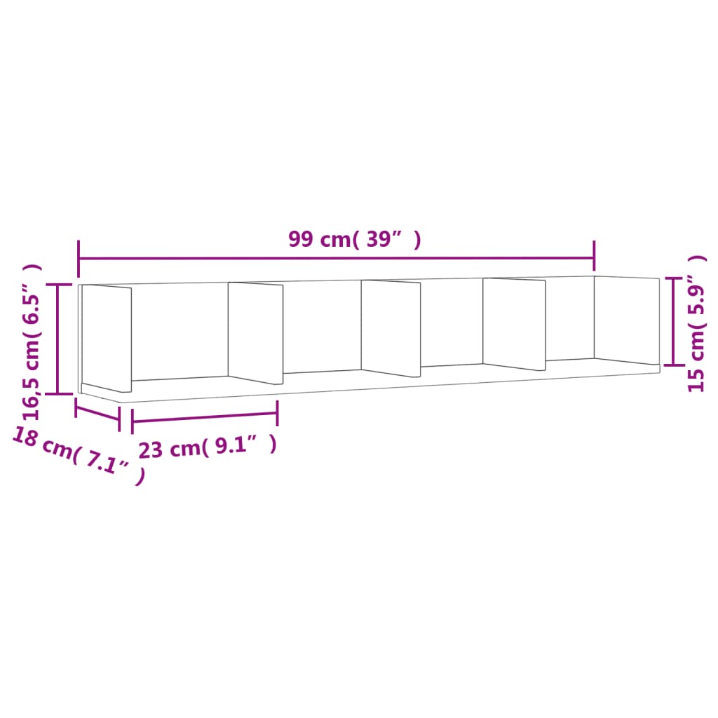 Mobili Parete 2 pz Neri 99x18x16,5 cm in Legno Multistrato | homemem39