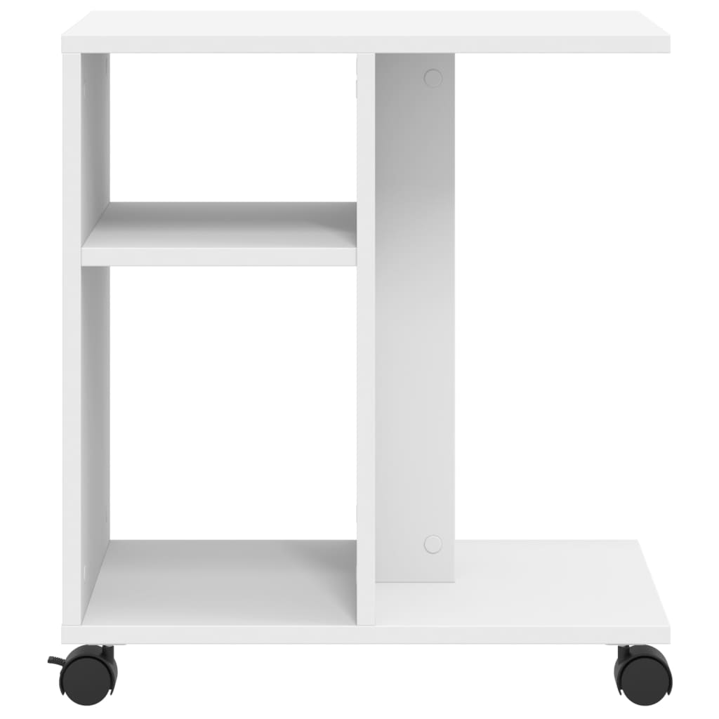 Tavolino con Ruote Bianco 50x30x55 cm in Legno Multistrato - homemem39