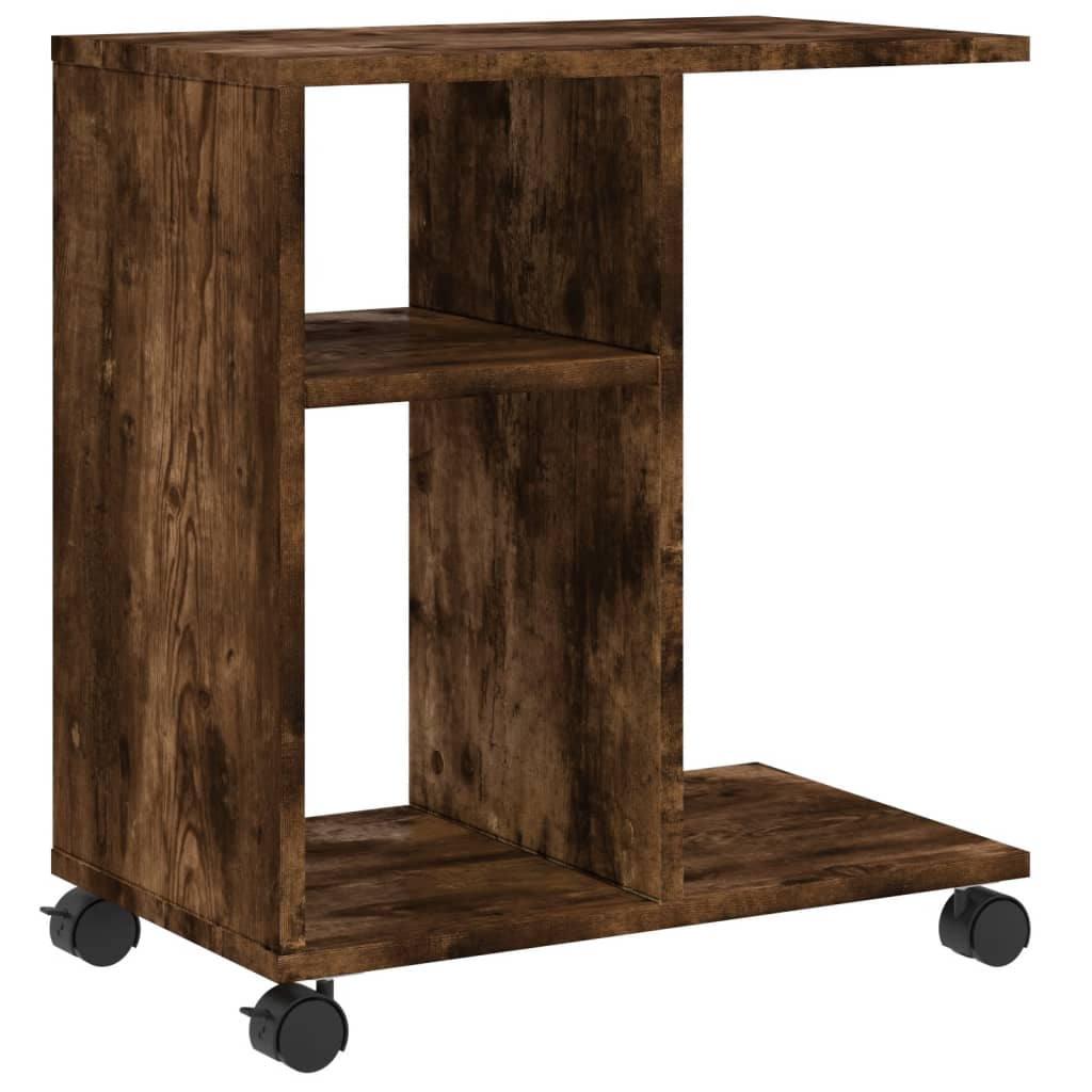 Tavolino con Ruote Rovere Fumo 50x30x55 cm in Legno Multistrato - homemem39