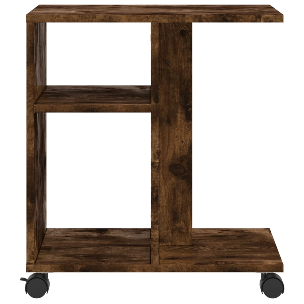 Tavolino con Ruote Rovere Fumo 50x30x55 cm in Legno Multistrato - homemem39