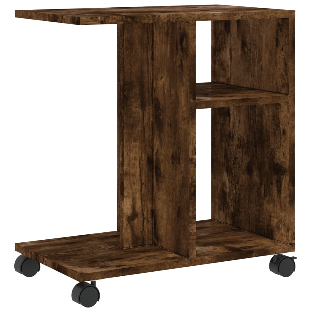 Tavolino con Ruote Rovere Fumo 50x30x55 cm in Legno Multistrato - homemem39