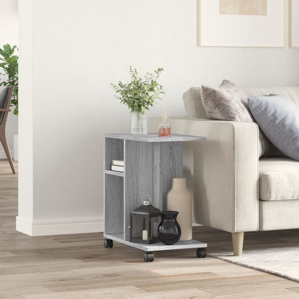 Tavolino con Ruote Grigio Sonoma 50x30x55 cm Legno Multistrato - homemem39