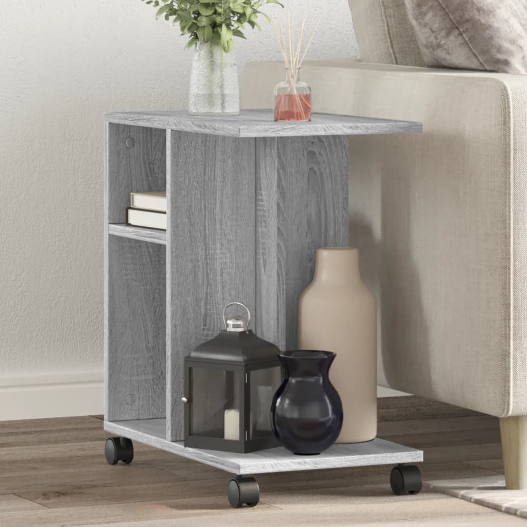 Tavolino con Ruote Grigio Sonoma 50x30x55 cm Legno Multistrato - homemem39