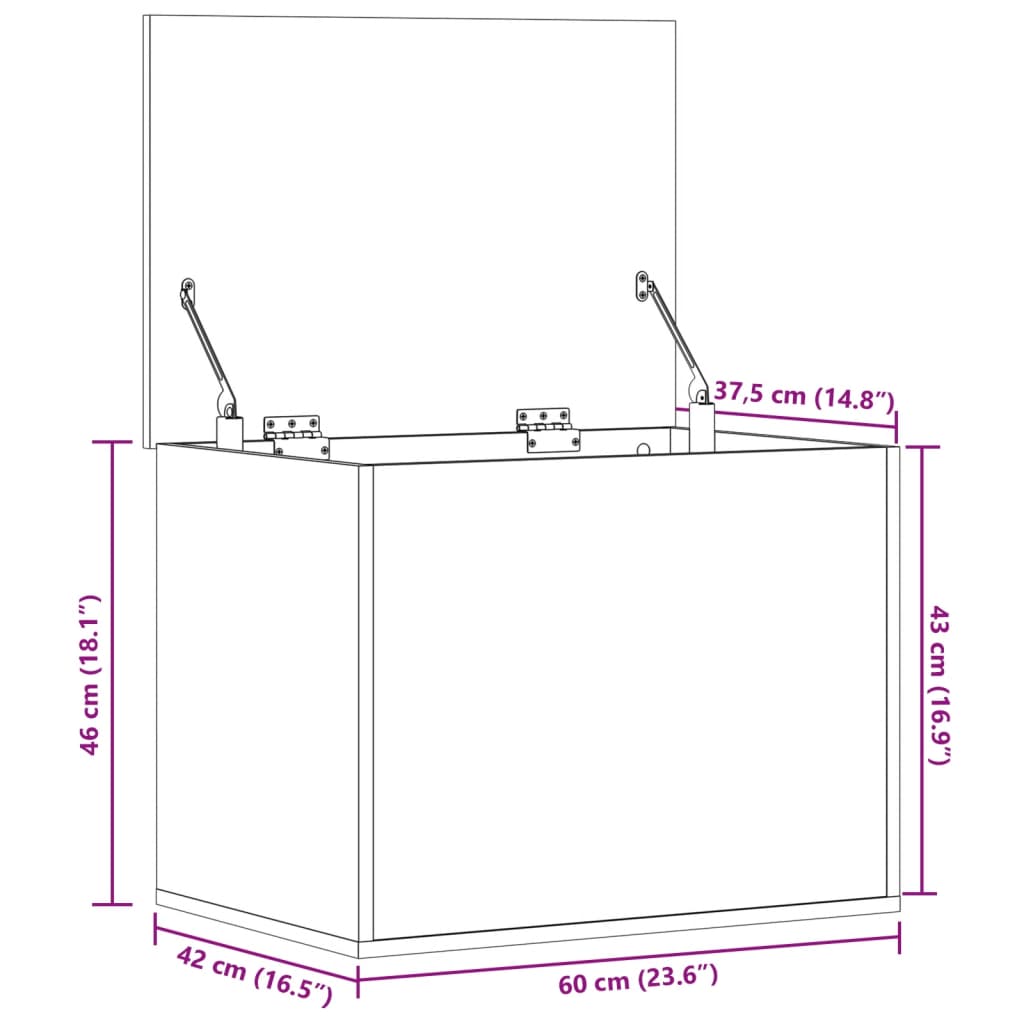 Contenitore Portaoggetti Nero 60x42x46 cm Legno Multistrato - homemem39