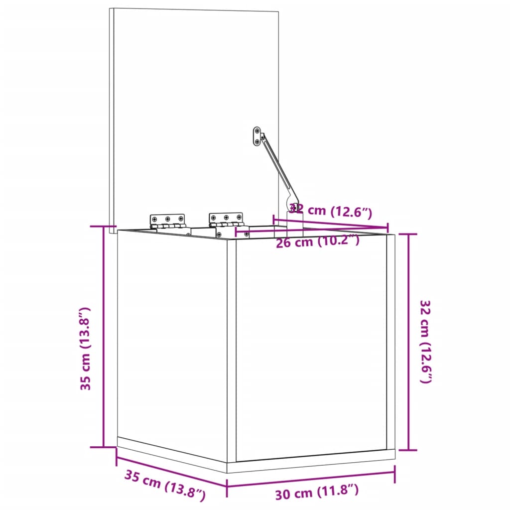 Contenitore Portaoggetti Rovere Fumo 30x35x35 cm in Truciolato - homemem39