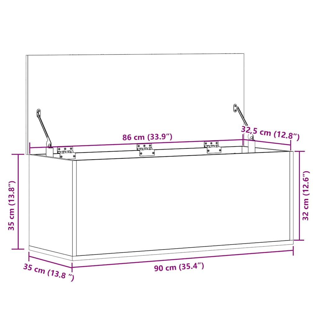 Contenitore Portaoggetti Grigio Sonoma 90x35x35 cm Truciolato | homemem39