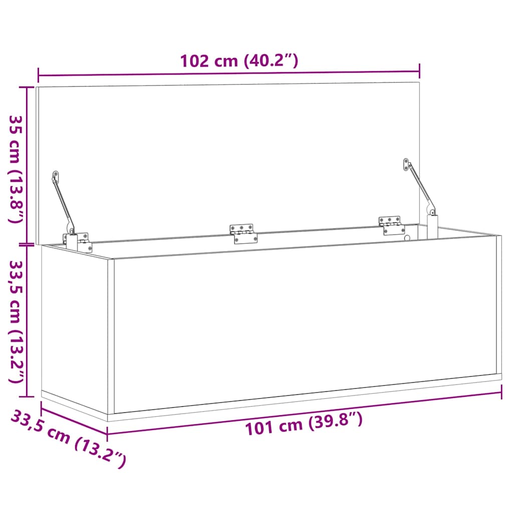Contenitore Portaoggetti Rovere Fumo 102x35x35 cm in Truciolato