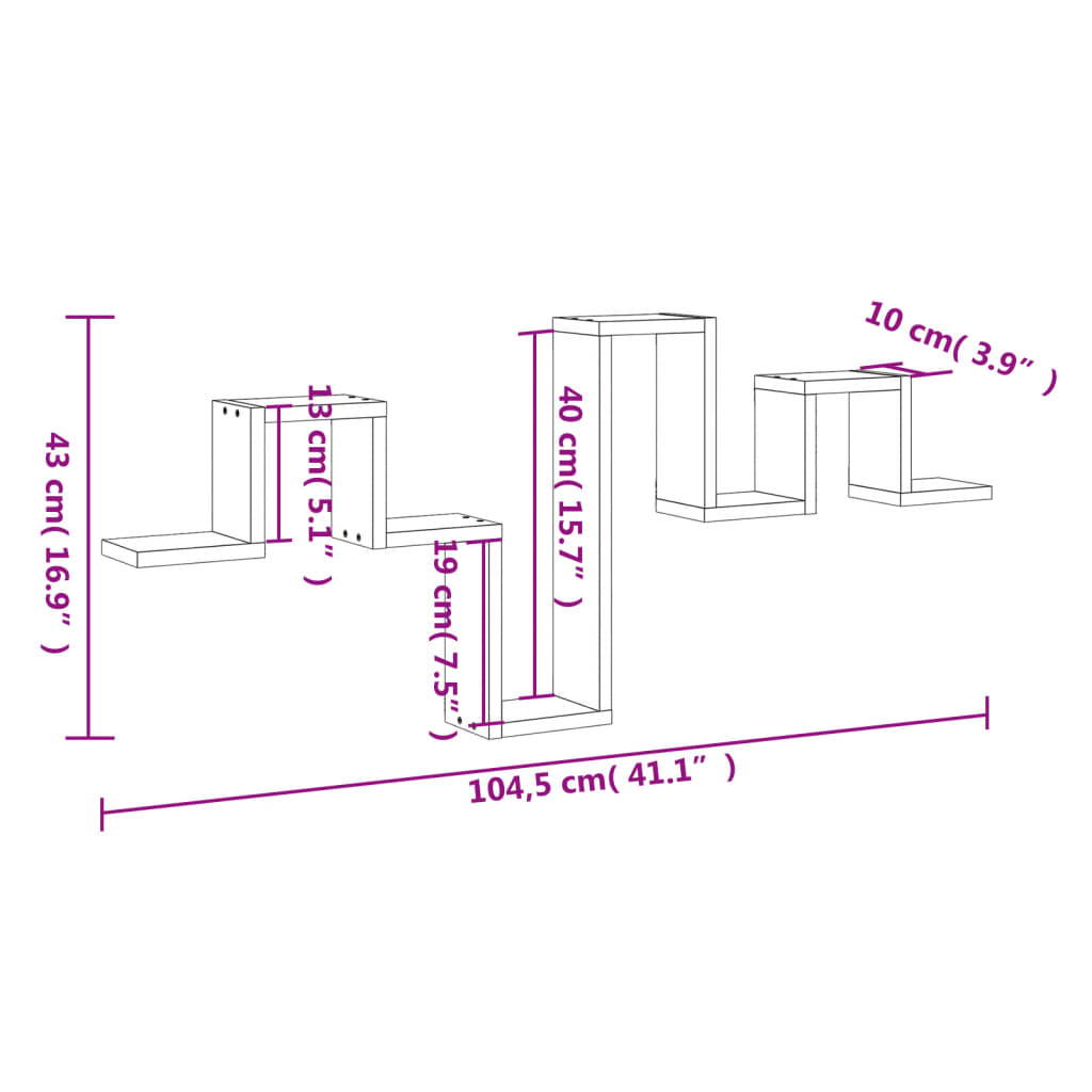 Mensola a Muro Rovere Fumo 104,5x10x43 cm Legno Multistrato | homemem39