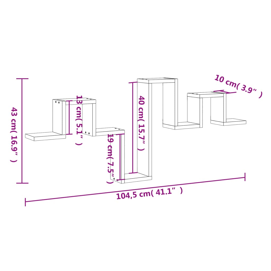 Mensola a Muro Grigio Sonoma 104,5x10x43 cm Legno Multistrato | homemem39